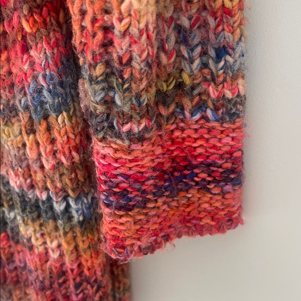 Sundance Long Chunky Knit Cardigan in Rainbow‎ Print Wool Blend Sz Medium - Picture 5 of 9